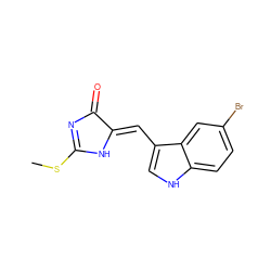 CSC1=NC(=O)/C(=C/c2c[nH]c3ccc(Br)cc23)N1 ZINC000101514099