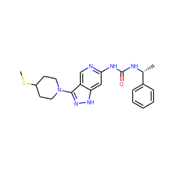 CSC1CCN(c2n[nH]c3cc(NC(=O)N[C@H](C)c4ccccc4)ncc23)CC1 ZINC001772586730