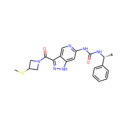 CSC1CN(C(=O)c2n[nH]c3cc(NC(=O)N[C@H](C)c4ccccc4)ncc23)C1 ZINC000261132373