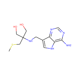 CSCC(CO)(CO)NCc1c[nH]c2c(N)ncnc12 ZINC000084671852