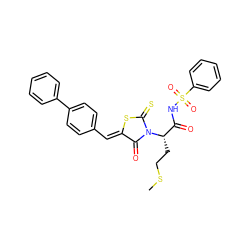 CSCC[C@@H](C(=O)NS(=O)(=O)c1ccccc1)N1C(=O)/C(=C/c2ccc(-c3ccccc3)cc2)SC1=S ZINC000299863317