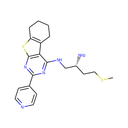 CSCC[C@@H](N)CNc1nc(-c2ccncc2)nc2sc3c(c12)CCCC3 ZINC000223685123