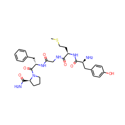 CSCC[C@@H](NC(=O)[C@@H](N)Cc1ccc(O)cc1)C(=O)NCC(=O)N[C@@H](Cc1ccccc1)C(=O)N1CCC[C@H]1C(N)=O ZINC000095680205