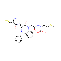 CSCC[C@@H](NC(=O)CN1C(=O)[C@H](N(C)C(=O)[C@H](N)CS)N[C@@H](c2ccccc2)c2ccccc21)C(=O)O ZINC000026819176