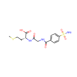 CSCC[C@@H](NC(=O)CNC(=O)c1ccc(S(N)(=O)=O)cc1)C(=O)O ZINC000027641120