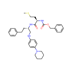 CSCC[C@@H](NC(=O)OCc1ccccc1)C(=O)N[C@@H](CCc1ccccc1)CNc1ccc(N2CCCCC2)cc1 ZINC000027995909