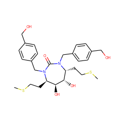 CSCC[C@@H]1[C@H](O)[C@@H](O)[C@@H](CCSC)N(Cc2ccc(CO)cc2)C(=O)N1Cc1ccc(CO)cc1 ZINC000014945770