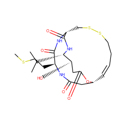 CSCC[C@@H]1NC(=O)C[C@H]2/C=C/CCSSC[C@@H](NC1=O)C(=O)N[C@@H](C(C)C)[C@H](O)CC(=O)O2 ZINC000103248278