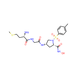 CSCC[C@H](N)C(=O)NCC(=O)N[C@H]1C[C@@H](C(=O)NO)N(S(=O)(=O)c2ccc(C)cc2)C1 ZINC000169332525