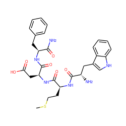 CSCC[C@H](NC(=O)[C@@H](N)Cc1c[nH]c2ccccc12)C(=O)N[C@@H](CC(=O)O)C(=O)N[C@@H](Cc1ccccc1)C(N)=O ZINC000004217536