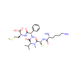 CSCC[C@H](NC(=O)[C@@H](NC(=O)[C@H](C(C)C)N(C)C(=O)[C@H](S)NC(=O)[C@H](N)CCCCN)c1ccccc1)C(=O)O ZINC000029478656