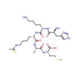 CSCC[C@H](NC(=O)[C@H](C)NC(=O)[C@H](CCCCNC(C)=S)NC(=O)[C@H](CCCCN)NC(=O)[C@@H](N)Cc1c[nH]cn1)C(=O)O ZINC000049898510