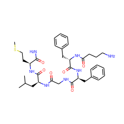 CSCC[C@H](NC(=O)[C@H](CC(C)C)NC(=O)CNC(=O)[C@H](Cc1ccccc1)NC(=O)[C@H](Cc1ccccc1)NC(=O)CCCN)C(N)=O ZINC000029546068