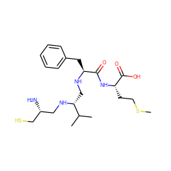 CSCC[C@H](NC(=O)[C@H](Cc1ccccc1)NC[C@@H](NC[C@@H](N)CS)C(C)C)C(=O)O ZINC000034016620