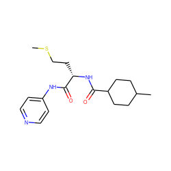 CSCC[C@H](NC(=O)C1CCC(C)CC1)C(=O)Nc1ccncc1 ZINC000003895666