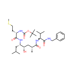 CSCC[C@H](NC(=O)OC(C)(C)C)C(=O)N[C@@H](CC(C)C)[C@@H](O)C[C@@H](C)C(=O)N[C@H](C(=O)NCc1ccccc1)C(C)C ZINC000010339607