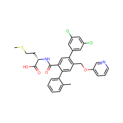 CSCC[C@H](NC(=O)c1cc(-c2cc(Cl)cc(Cl)c2)c(COc2cccnc2)cc1-c1ccccc1C)C(=O)O ZINC000027193666