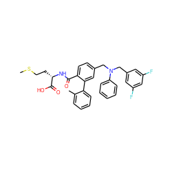 CSCC[C@H](NC(=O)c1ccc(CN(Cc2cc(F)cc(F)c2)c2ccccc2)cc1-c1ccccc1C)C(=O)O ZINC000027196978