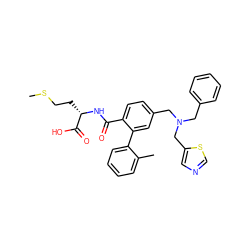 CSCC[C@H](NC(=O)c1ccc(CN(Cc2ccccc2)Cc2cncs2)cc1-c1ccccc1C)C(=O)O ZINC000027199080