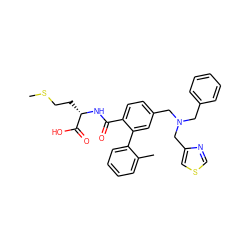 CSCC[C@H](NC(=O)c1ccc(CN(Cc2ccccc2)Cc2cscn2)cc1-c1ccccc1C)C(=O)O ZINC000027195176