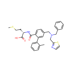 CSCC[C@H](NC(=O)c1ccc(CN(Cc2ccccc2)Cc2nccs2)cc1-c1ccccc1C)C(=O)O ZINC000027195921