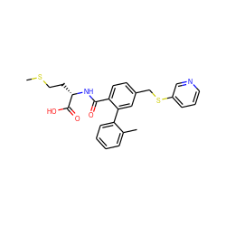 CSCC[C@H](NC(=O)c1ccc(CSc2cccnc2)cc1-c1ccccc1C)C(=O)O ZINC000013781631