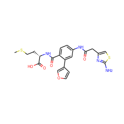 CSCC[C@H](NC(=O)c1ccc(NC(=O)Cc2csc(N)n2)cc1-c1ccoc1)C(=O)O ZINC000169352698