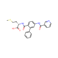 CSCC[C@H](NC(=O)c1ccc(NC(=O)c2cccnc2)cc1-c1ccccc1)C(=O)O ZINC000013781610