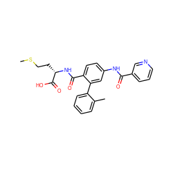 CSCC[C@H](NC(=O)c1ccc(NC(=O)c2cccnc2)cc1-c1ccccc1C)C(=O)O ZINC000013781628