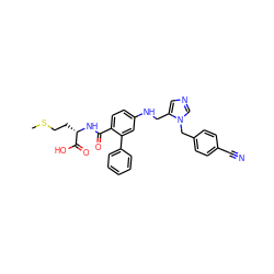 CSCC[C@H](NC(=O)c1ccc(NCc2cncn2Cc2ccc(C#N)cc2)cc1-c1ccccc1)C(=O)O ZINC000027520331