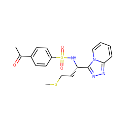 CSCC[C@H](NS(=O)(=O)c1ccc(C(C)=O)cc1)c1nnc2ccccn12 ZINC000005451636