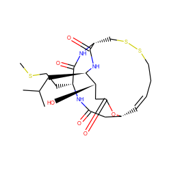 CSCC[C@H]1NC(=O)C[C@H]2/C=C/CCSSC[C@@H](NC1=O)C(=O)N[C@H](CC(C)C)[C@@H](O)CC(=O)O2 ZINC000169330955