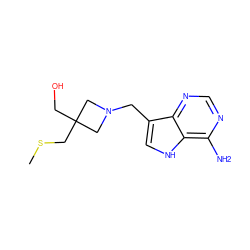 CSCC1(CO)CN(Cc2c[nH]c3c(N)ncnc23)C1 ZINC000014977930