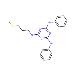 CSCCCNc1nc(Nc2ccccc2)nc(Nc2ccccc2)n1 ZINC000216333244