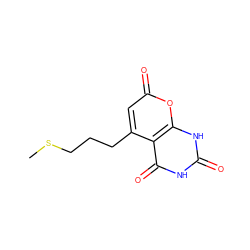 CSCCCc1cc(=O)oc2[nH]c(=O)[nH]c(=O)c12 ZINC000084670465