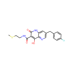 CSCCNC(=O)c1c(O)c2ncc(Cc3ccc(F)cc3)cc2[nH]c1=O ZINC000095596841