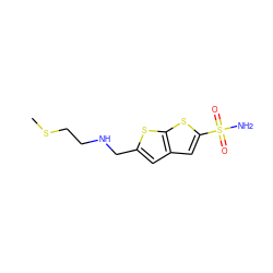 CSCCNCc1cc2cc(S(N)(=O)=O)sc2s1 ZINC000002001452