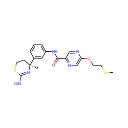 CSCCOc1cnc(C(=O)Nc2cccc([C@]3(C)CCSC(N)=N3)c2)cn1 ZINC000146027242