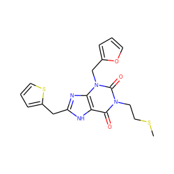 CSCCn1c(=O)c2[nH]c(Cc3cccs3)nc2n(Cc2ccco2)c1=O ZINC000045375301