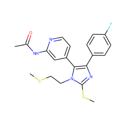 CSCCn1c(SC)nc(-c2ccc(F)cc2)c1-c1ccnc(NC(C)=O)c1 ZINC000013586230