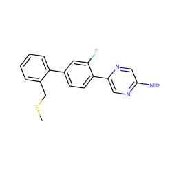 CSCc1ccccc1-c1ccc(-c2cnc(N)cn2)c(F)c1 ZINC000224781604
