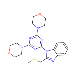 CSCc1nc2ccccc2n1-c1nc(N2CCOCC2)nc(N2CCOCC2)n1 ZINC000073141303