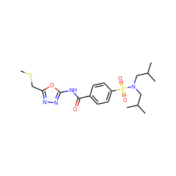 CSCc1nnc(NC(=O)c2ccc(S(=O)(=O)N(CC(C)C)CC(C)C)cc2)o1 ZINC000002720233