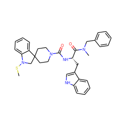 CSN1CC2(CCN(C(=O)N[C@@H](Cc3c[nH]c4ccccc34)C(=O)N(C)Cc3ccccc3)CC2)c2ccccc21 ZINC000026378137