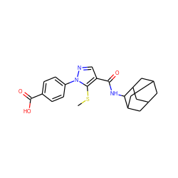 CSc1c(C(=O)NC2C3CC4CC(C3)CC2C4)cnn1-c1ccc(C(=O)O)cc1 ZINC000095575807