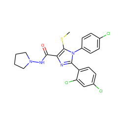 CSc1c(C(=O)NN2CCCC2)nc(-c2ccc(Cl)cc2Cl)n1-c1ccc(Cl)cc1 ZINC000043100770