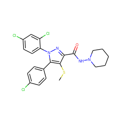 CSc1c(C(=O)NN2CCCCC2)nn(-c2ccc(Cl)cc2Cl)c1-c1ccc(Cl)cc1 ZINC000043177173