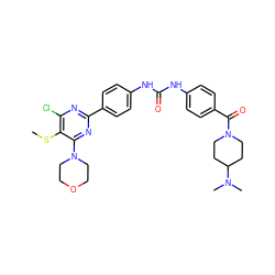 CSc1c(Cl)nc(-c2ccc(NC(=O)Nc3ccc(C(=O)N4CCC(N(C)C)CC4)cc3)cc2)nc1N1CCOCC1 ZINC000118177709