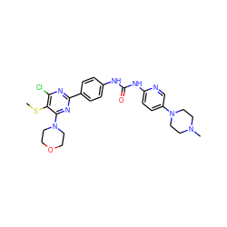 CSc1c(Cl)nc(-c2ccc(NC(=O)Nc3ccc(N4CCN(C)CC4)cn3)cc2)nc1N1CCOCC1 ZINC000221189909