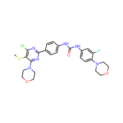 CSc1c(Cl)nc(-c2ccc(NC(=O)Nc3ccc(N4CCOCC4)c(F)c3)cc2)nc1N1CCOCC1 ZINC000221182861